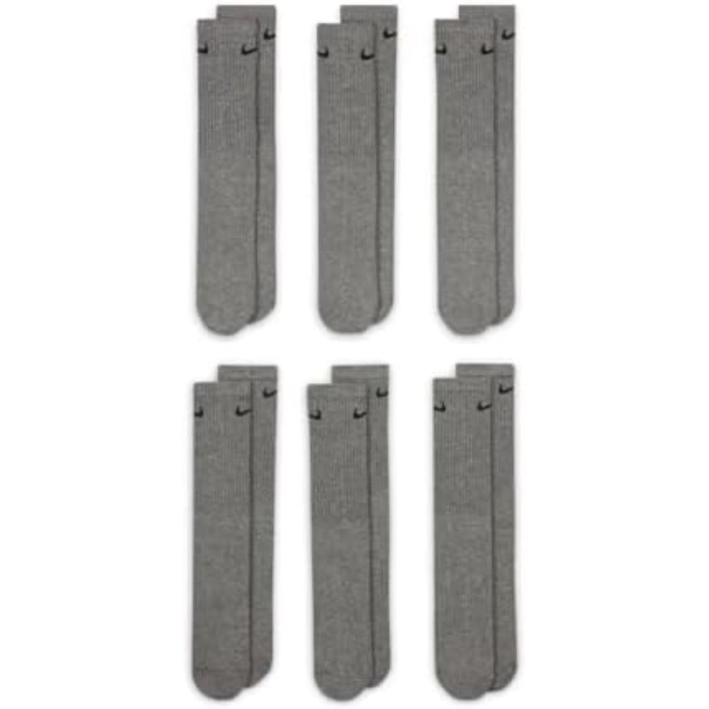 Nike Unisex Adult Everyday Cushioned Training Crew Socks (6 Pairs) - Gray, Large