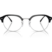 Ray-Ban Rx7229 Round Prescription Eyewear Frames 51mm - Black on Silver/Demo Lens