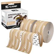 GJUMP Kinesiology Tape, 2 Rolls Hypoallergenic Athletic Tape for Muscle Strain Relief & Joint Support, Sports Tape (Beige)