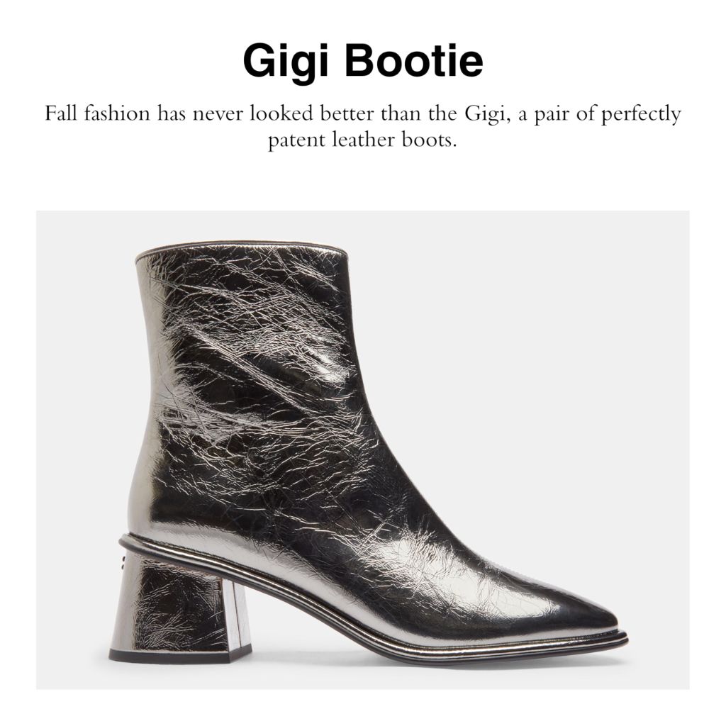 COACH Women's Gigi Crinkle Metallic Bootie Anthracite, 5 Medium