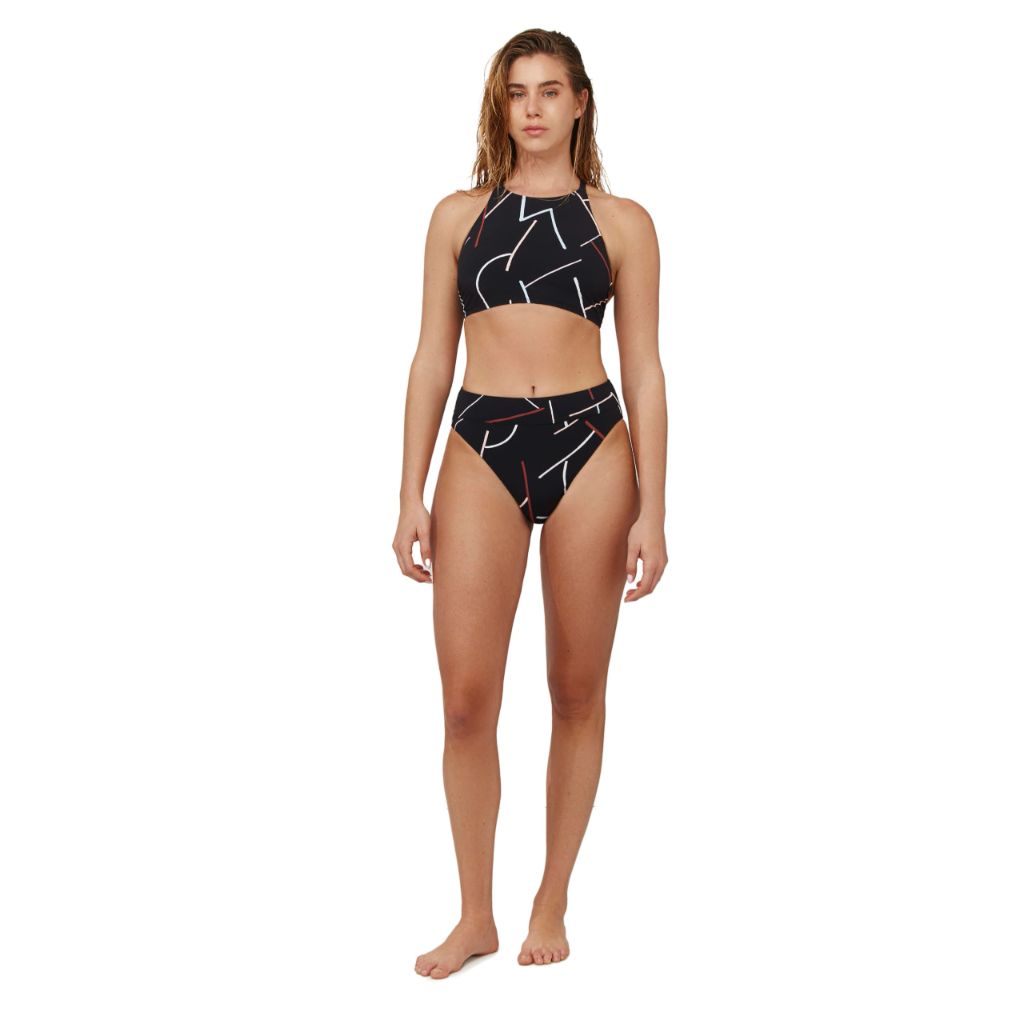 Gottex Women's Standard Free Sport Beach High Neck Bikini Swim (Top ONLY), Multi Black - size 6