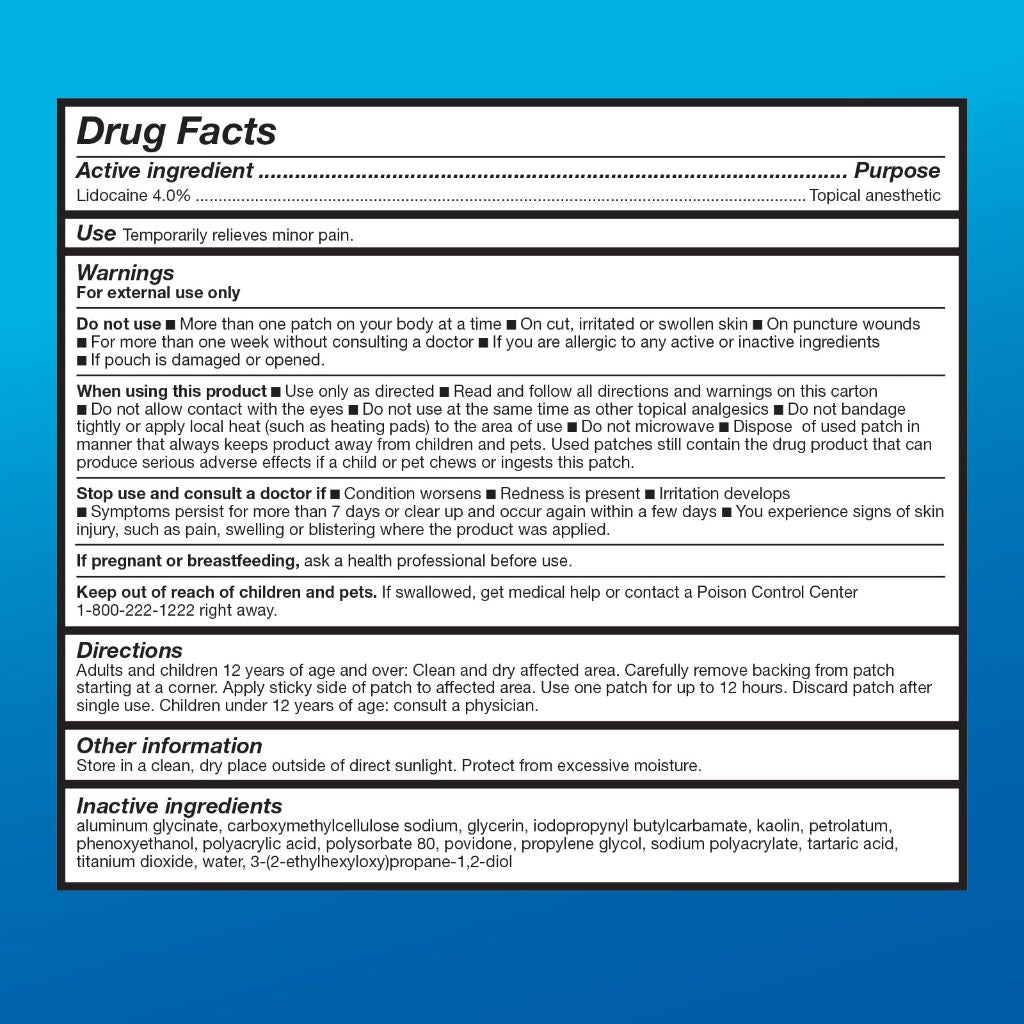 Amazon Basic Care Maximum Strength OTC Pain Relief , 4% Lidocaine Patch, 3.9” x 5.5”, 15-Count Box (Previously HealthWise)