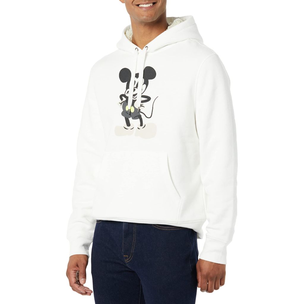 SZ XL, Amazon Essentials Disney | Men's Sherpa-Lined Hooded Pullover Sweatshirt, Mickey