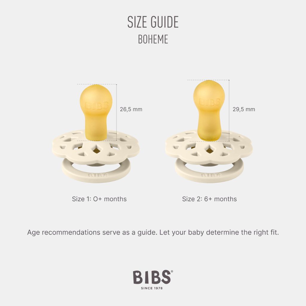 BIBS Boheme Pacifier, Round Nipple, Ivory (4pk) - Size 2 (6-18 Months)