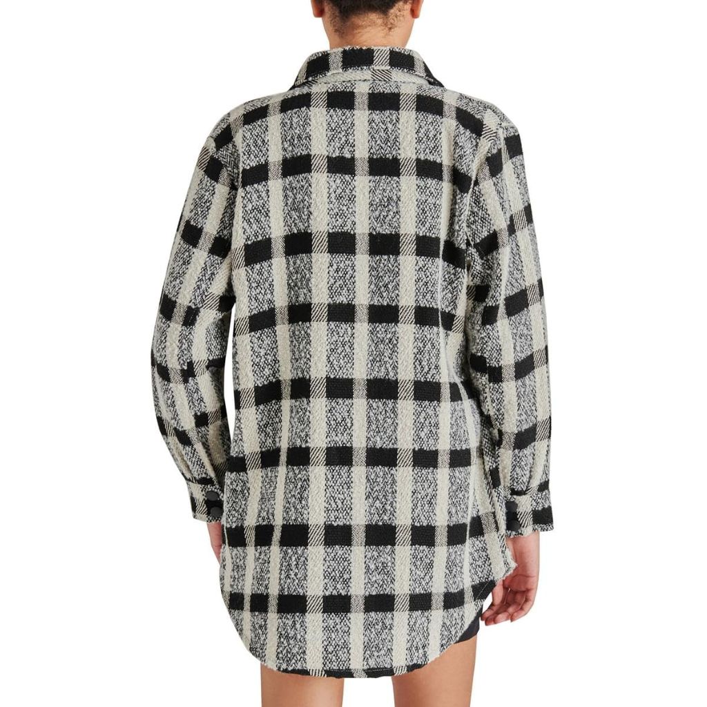 Steve Madden Apparel ELDRIDGE SHIRT JACKET, BLACK PLAID, Medium