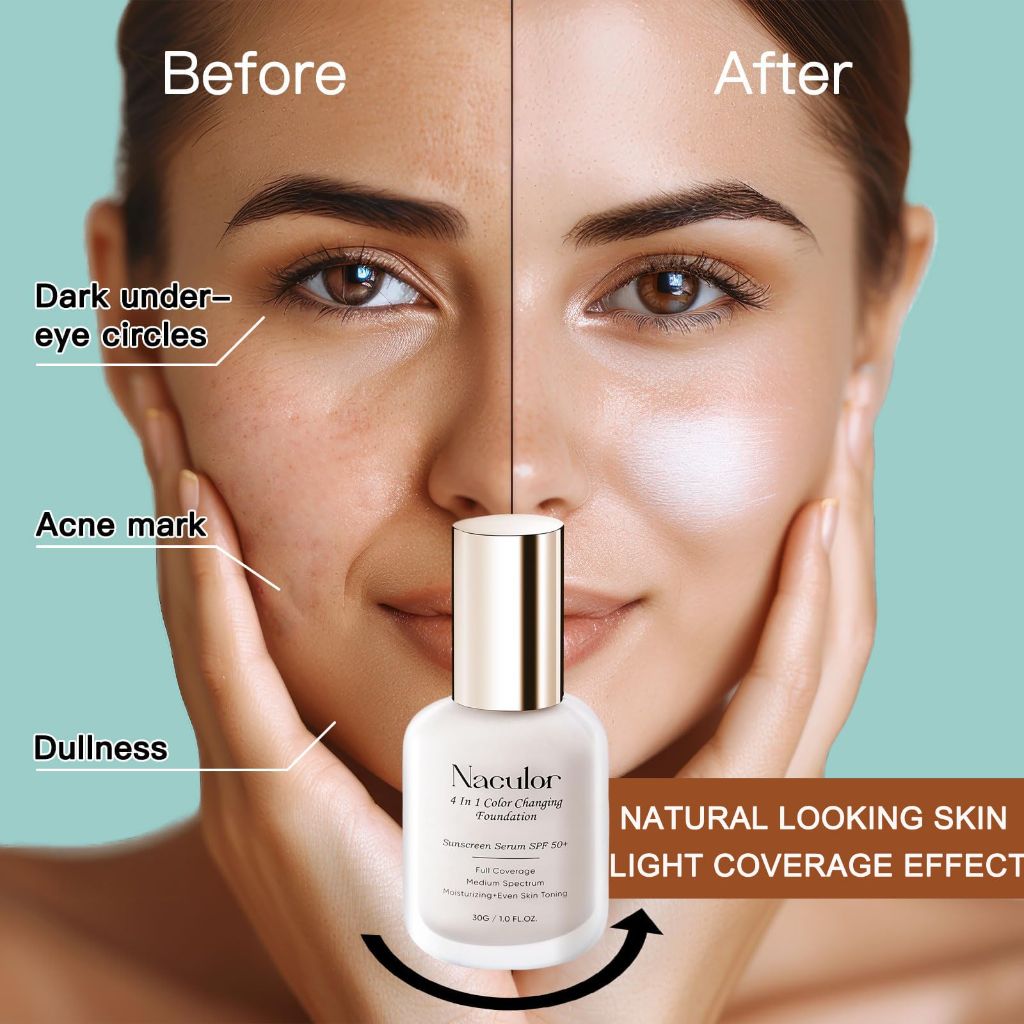 Tinted Foundation with SPF 50 – Lightweight Color-Adapting Liquid Foundation