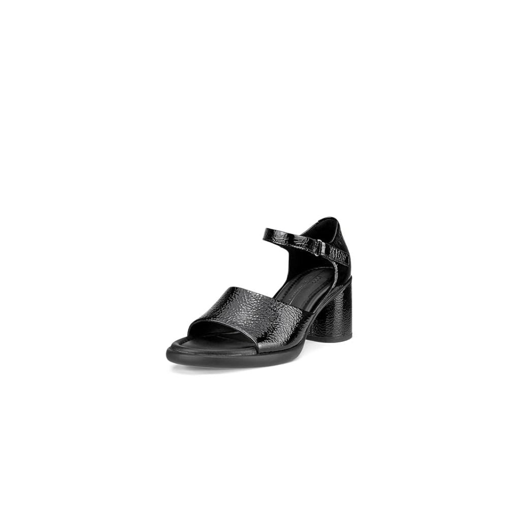 ECCO Women's Sculpted 55 Luxe Ankle Strap Sandals - Black Crackled Leather, Size 10