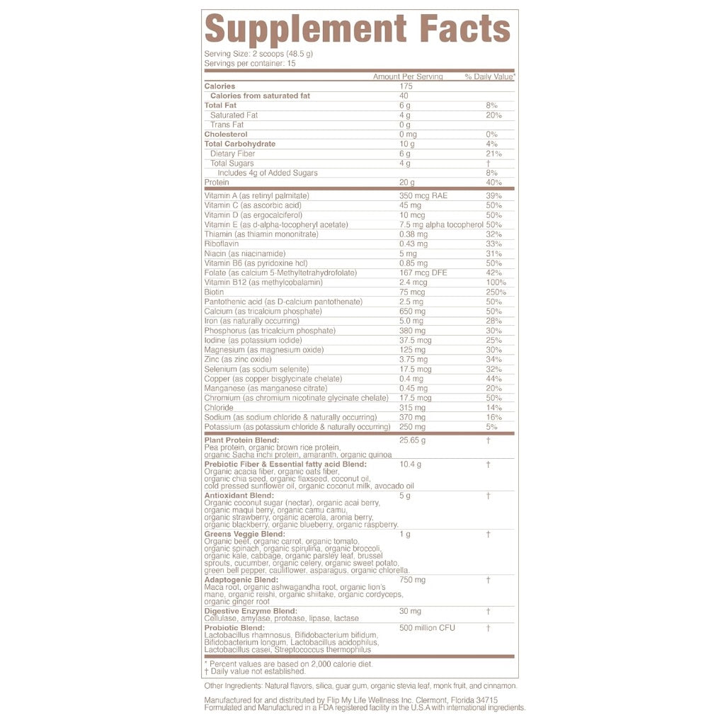 Flip My Life Flip 7 SuperFood Meal Replacement Powder, Vital Vanilla, 15 Servings