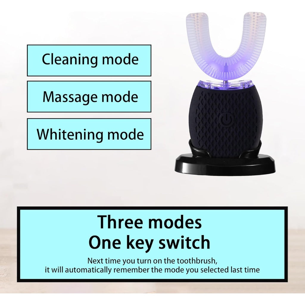 Automatic Toothbrush for Adult Ultrasonic Electric Toothbrush 30'' Automatic Timer Wireless Charging Washable Travel Home Dual-use (Black, M)