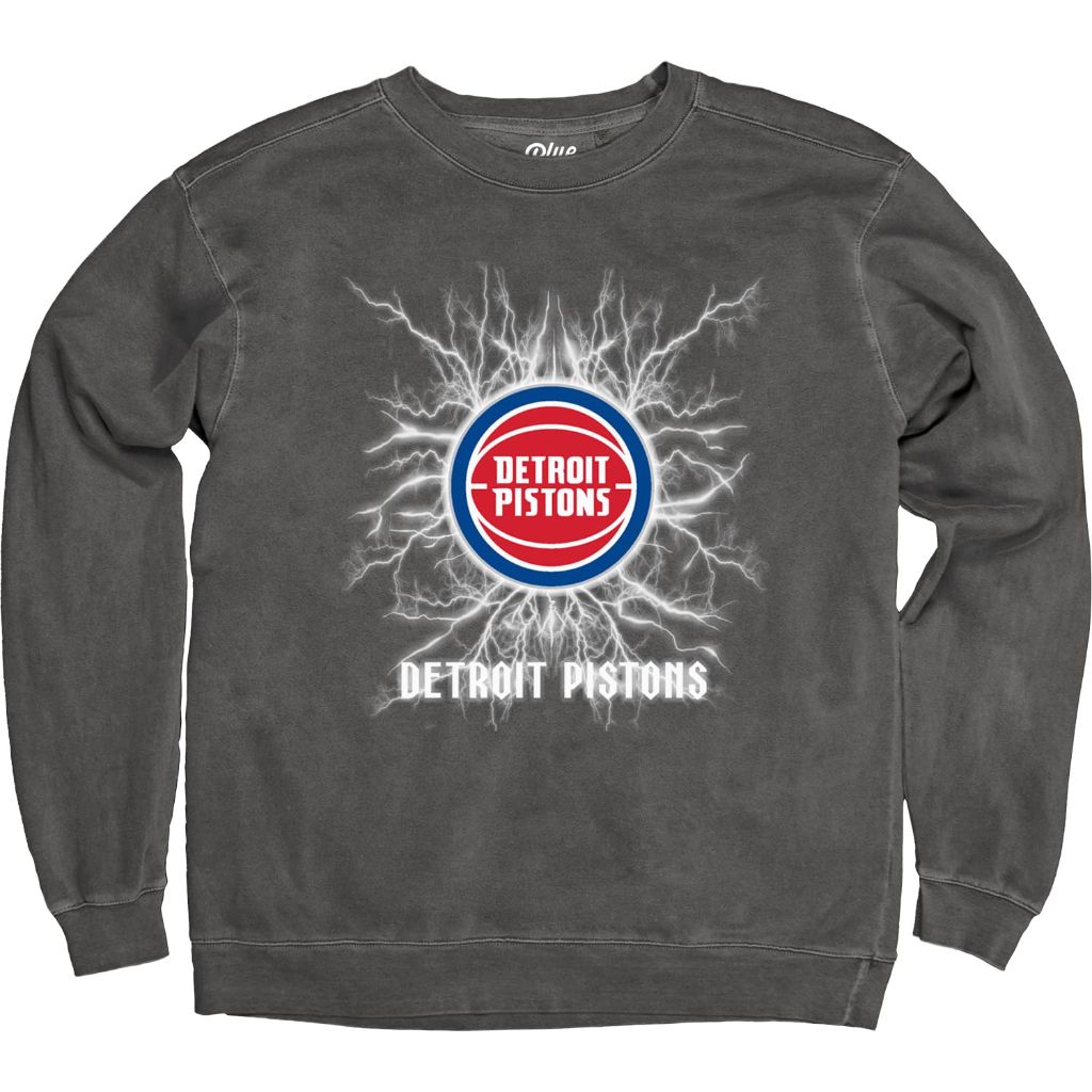 SZ M, Blue 84, Detroit Pistons Crewneck Sweatshirt Ringspun Electric | Black
