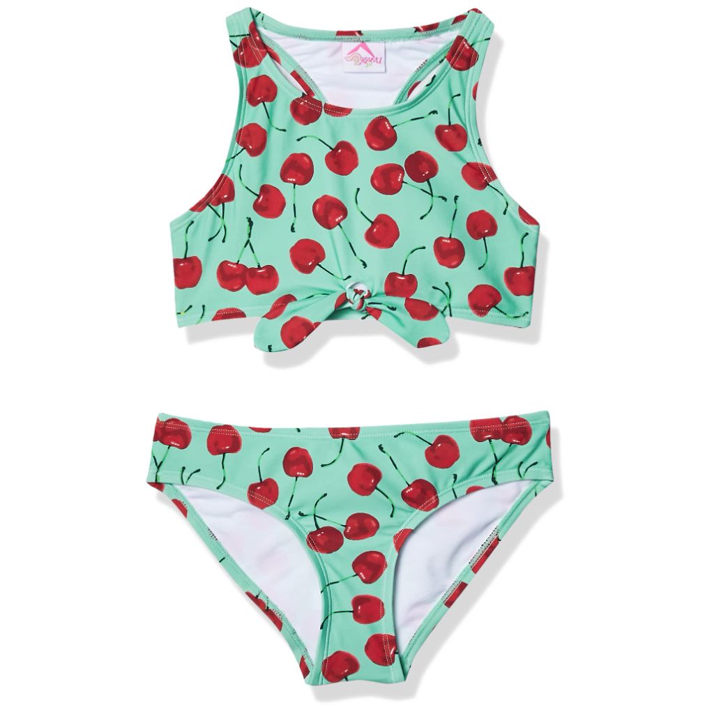 Kanu Surf Girls, Addie UPF 50+ Beach Sport Racer Bikini 2-piece Swimsuit, Addie Sea Green, 4T