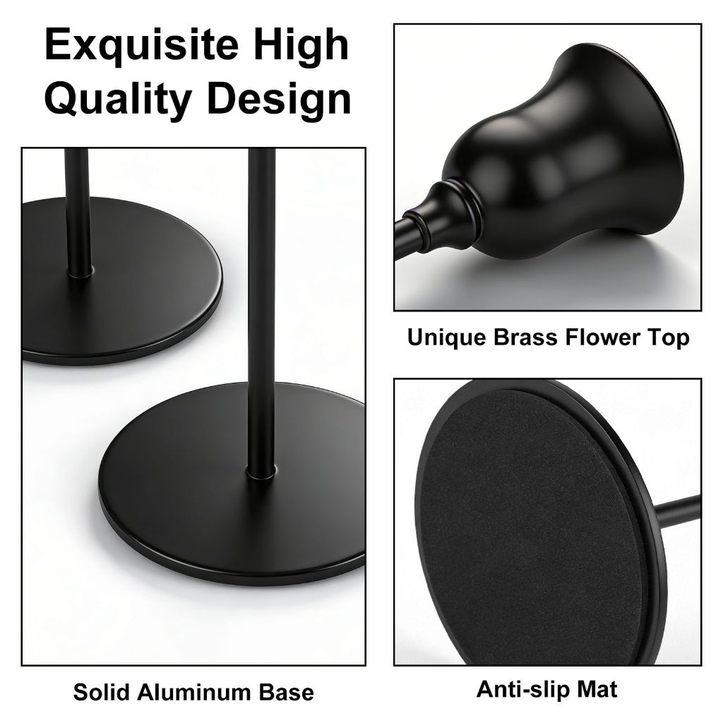 Ohtomber Taper Candle Candlestick Holders - 3PCS Black Metal