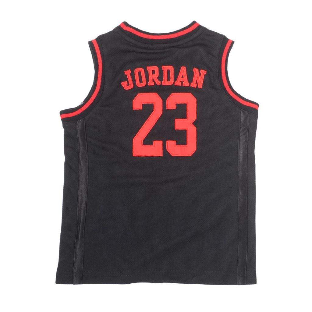 SZ 7, Nike Air Jordan Little Boys' 23 Basketball Classic Mesh Sleeveless Jersey (Black/Infrared)
