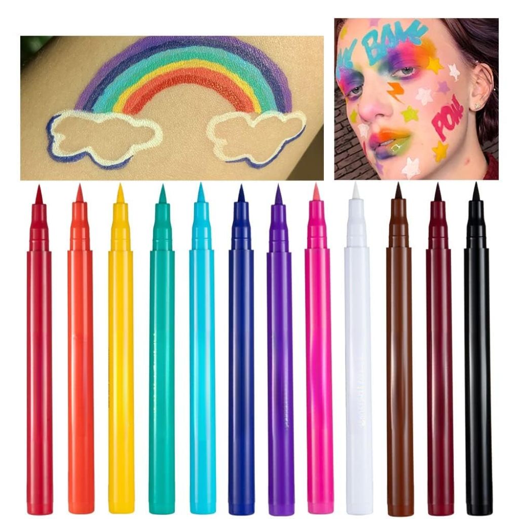 HANDAIYAN Liquid Vegan Eyeliner Pencil Set - 12 Colors Including Dark Brown, Waterproof & Smudge-Proof