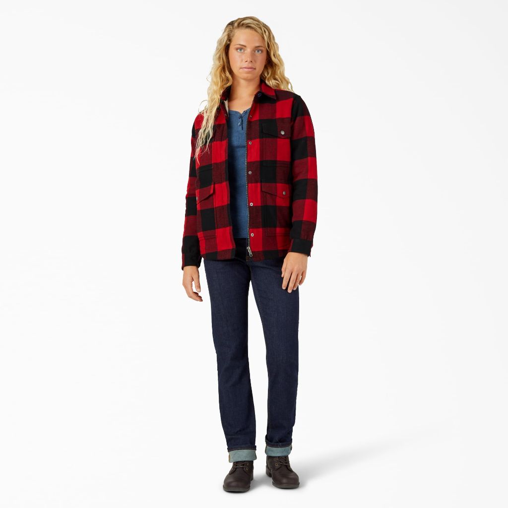 Dickies FLANNEL CHORE COAT, Red/Black - size 2XL