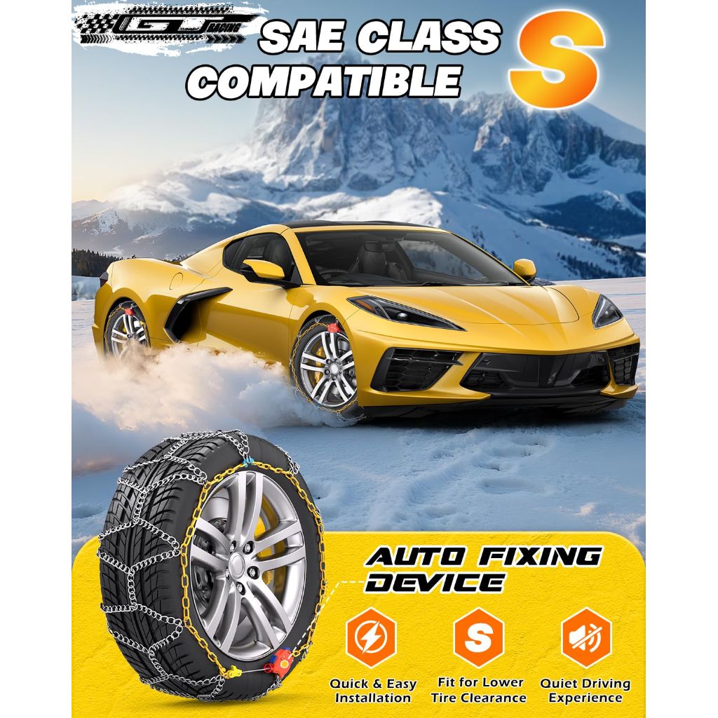 Snow-Chains Auto Fixing 1 Min Quick Fit Easy Installation Tire-Chains - Set of 2 (HN-140)