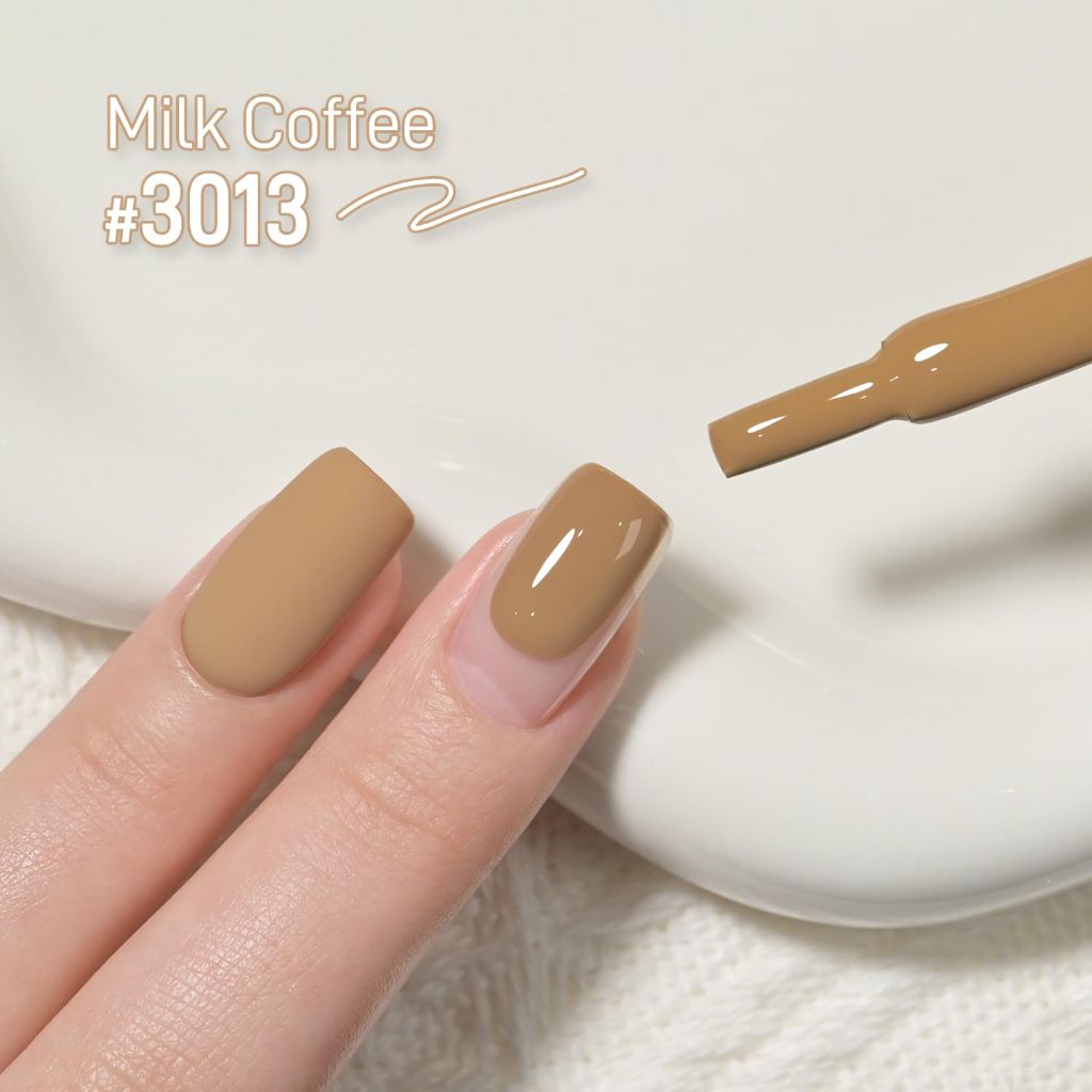 GAOY Brown Gel Nail Polish, 16ml Sheer Translucent Netural Soak Off - 3013 Milk Coffee