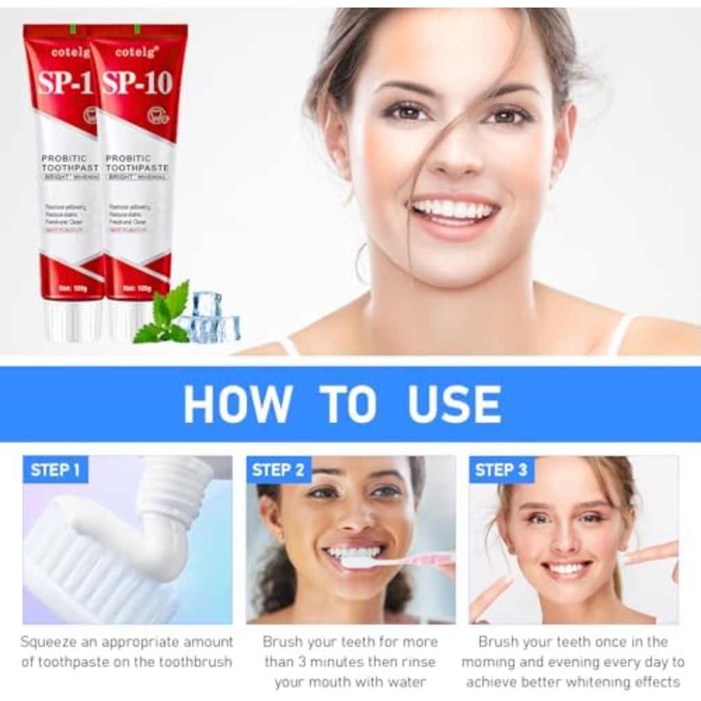 SP-10 Probiotic Toothpaste, Ultra Whitening - Mint Flavor