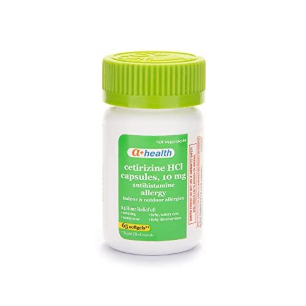 A+ Health Cetirizine HCl 10 Mg Antihistamine Liquid Gels for 24 Hour Allergy Relief, 65 Count