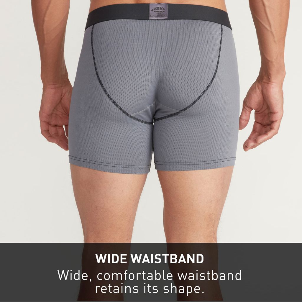 ExOfficio Men's Give-N-Go 2.0 Sport Mesh 6'' Boxer Brief, Steel Onyx/Black, Large