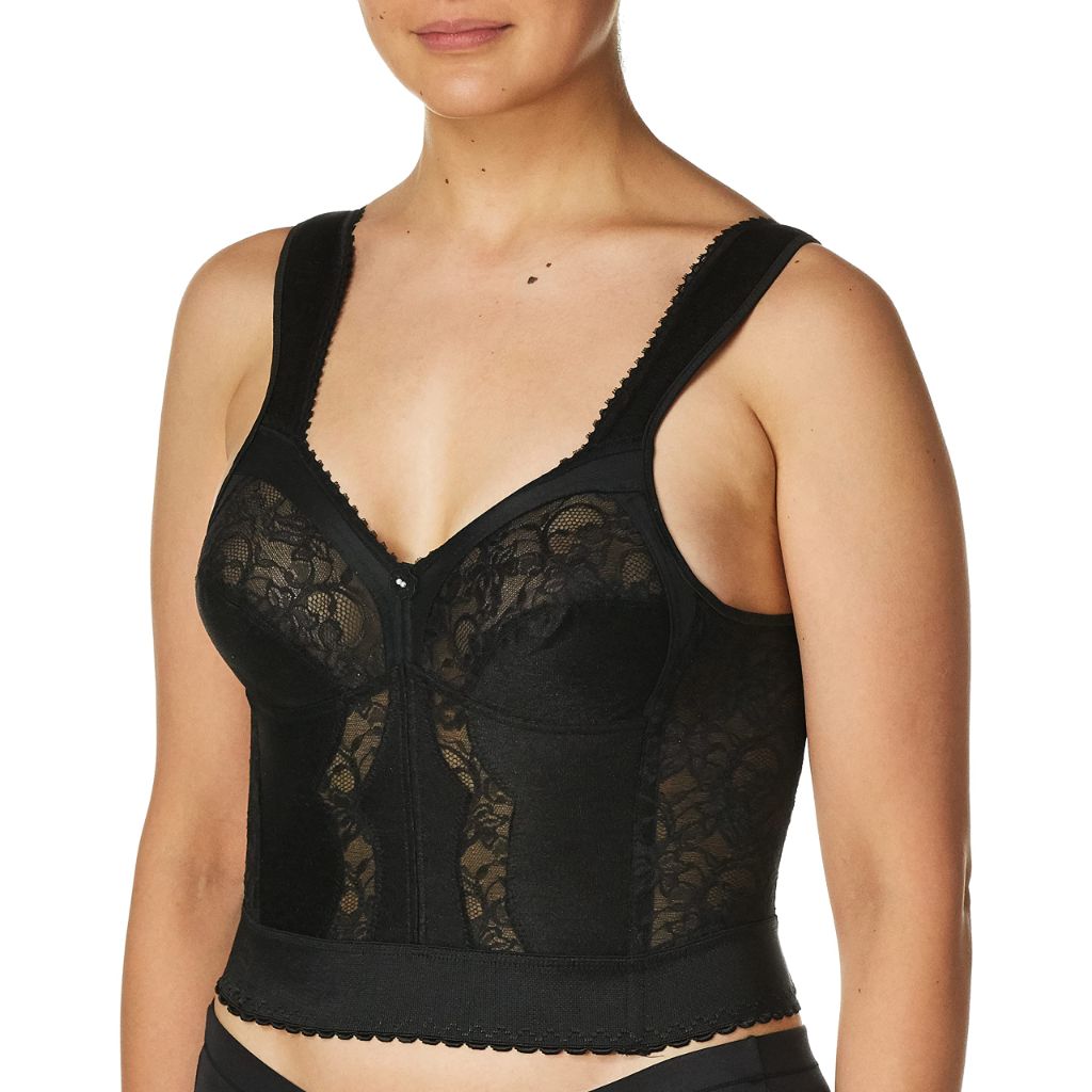Carnival Womens Full Figured Wide Strap Longline Bra, Black, 34B