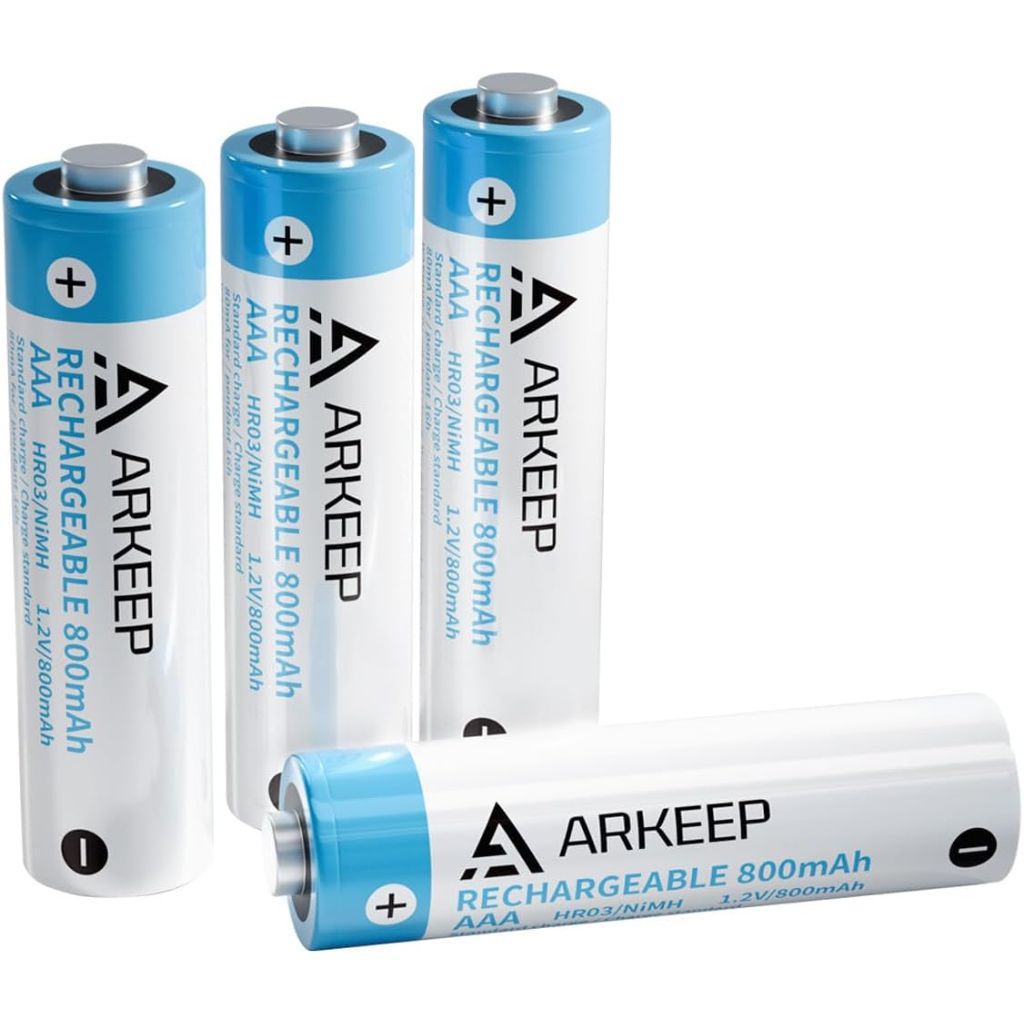 800mAh High Capacity Precharged Ni-MH AAA Rechargeable Batteries - 4 Ct