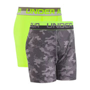 Under Armour Boy's Boxer Briefs - Graphite Camo/Yellow, Size XL (2 Pair)