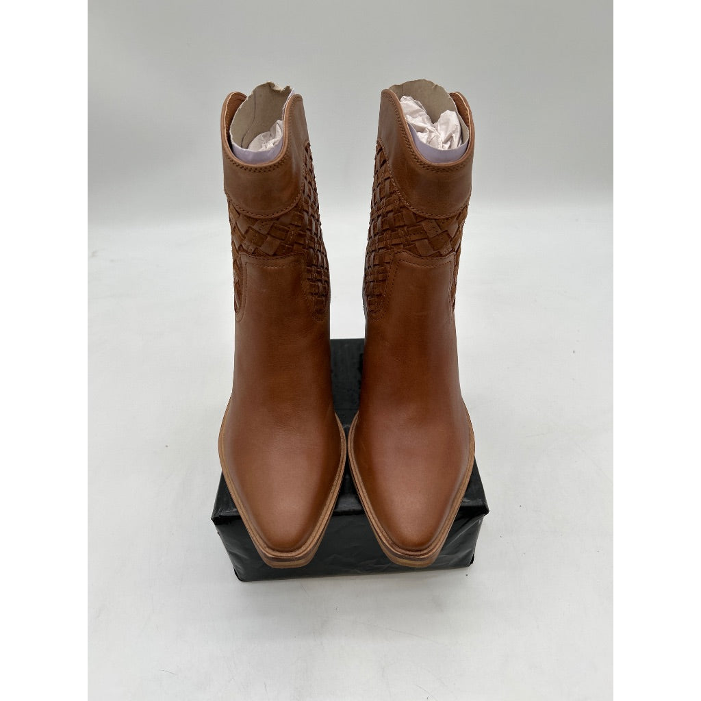 Lucky Brand Women's Aryleis Block-Heel Western Ankle Bootie, Cognac - Size 5.5