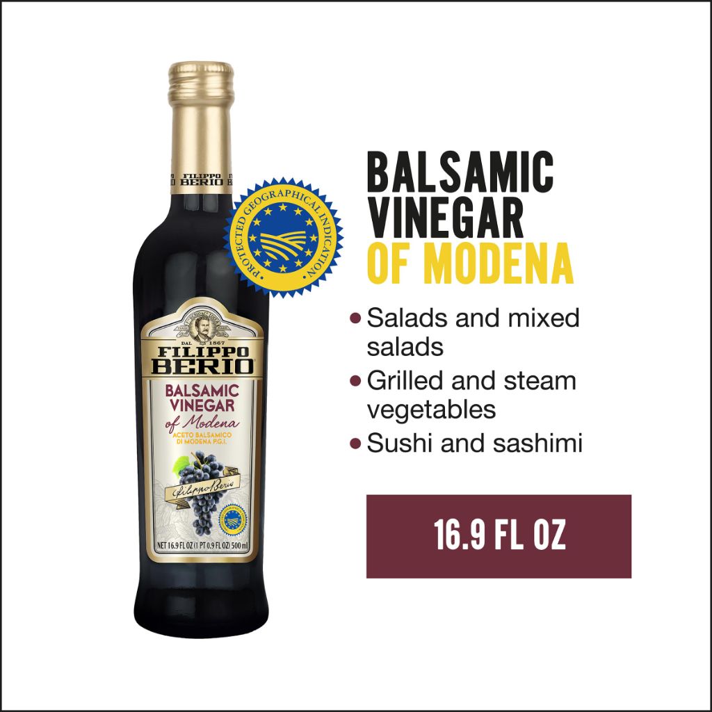 Filippo Berio Balsamic Vinegar of Modena 16.9 fl oz Glass Bottle, Gluten Free, Lactose Free, Non-GMO