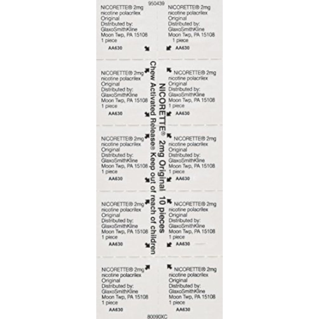 Nicorette Nicotine Gum Stop Smoking Aid 2mg, Original Flavor 200 Count