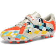 Little Kid's Lightweight Laceless Firm/Multi-Ground Soccer Cleats - Beige Multi, Size 11.5