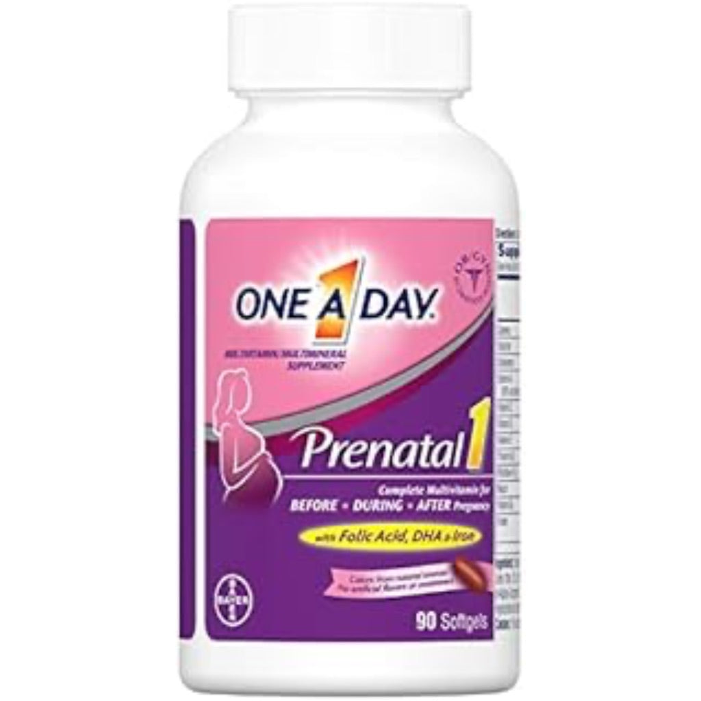 One A Day Prenatal Vitamins  Folic Acid  Iron  Omega 3 (DHA)   90 Count