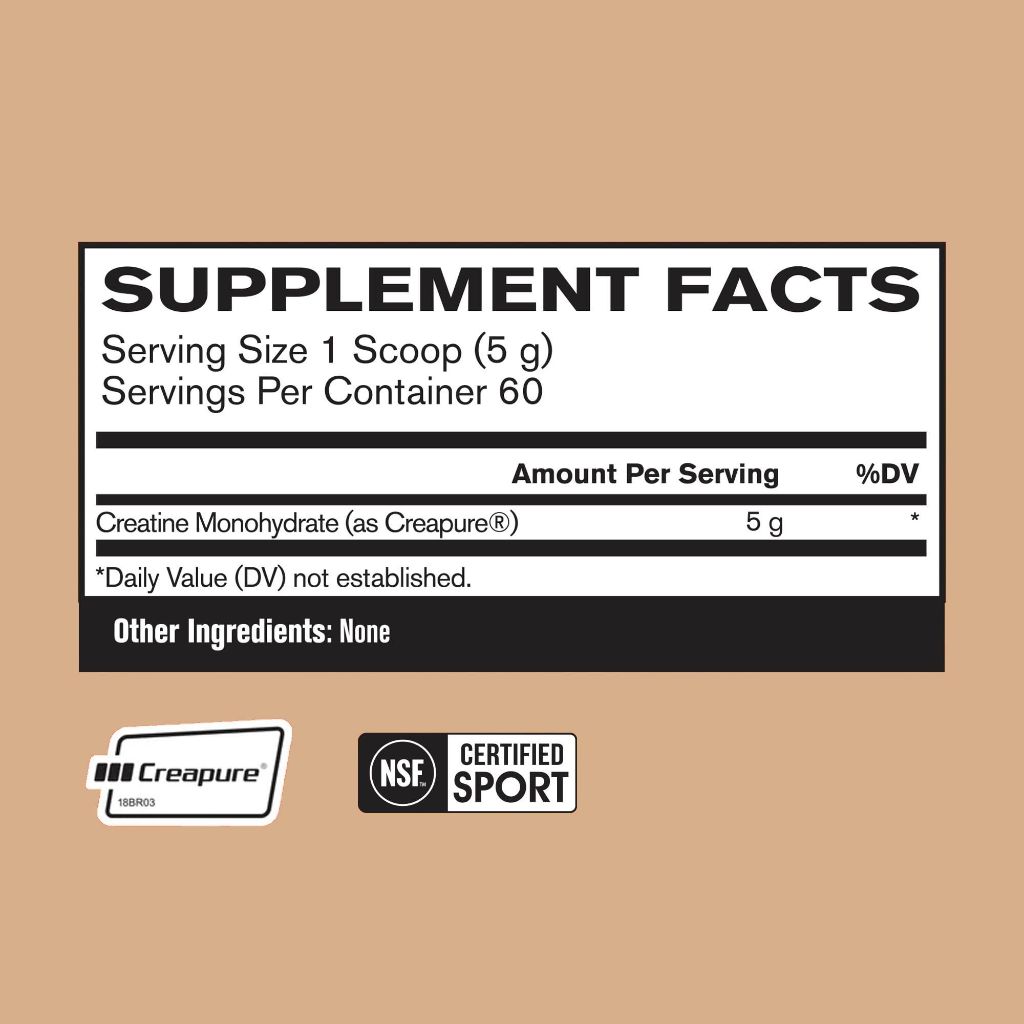 BARE PERFORMANCE NUTRITION, BPN Pure Creatine Monohydrate Powder, 5g of Creatine per Serving - 60 Servings