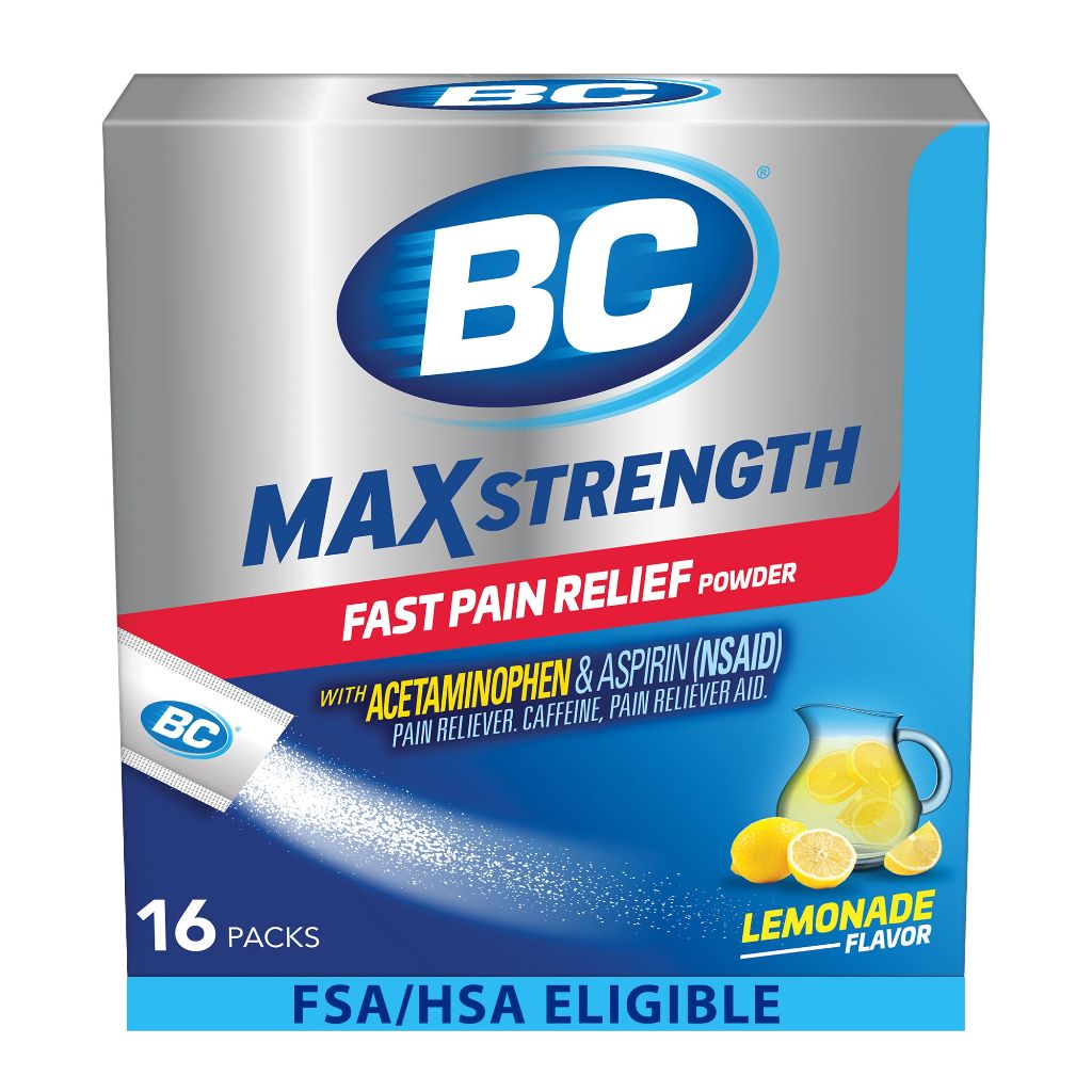 BC Max Strength Headache Relief Powder, Lemonade Flavor, 16 Count