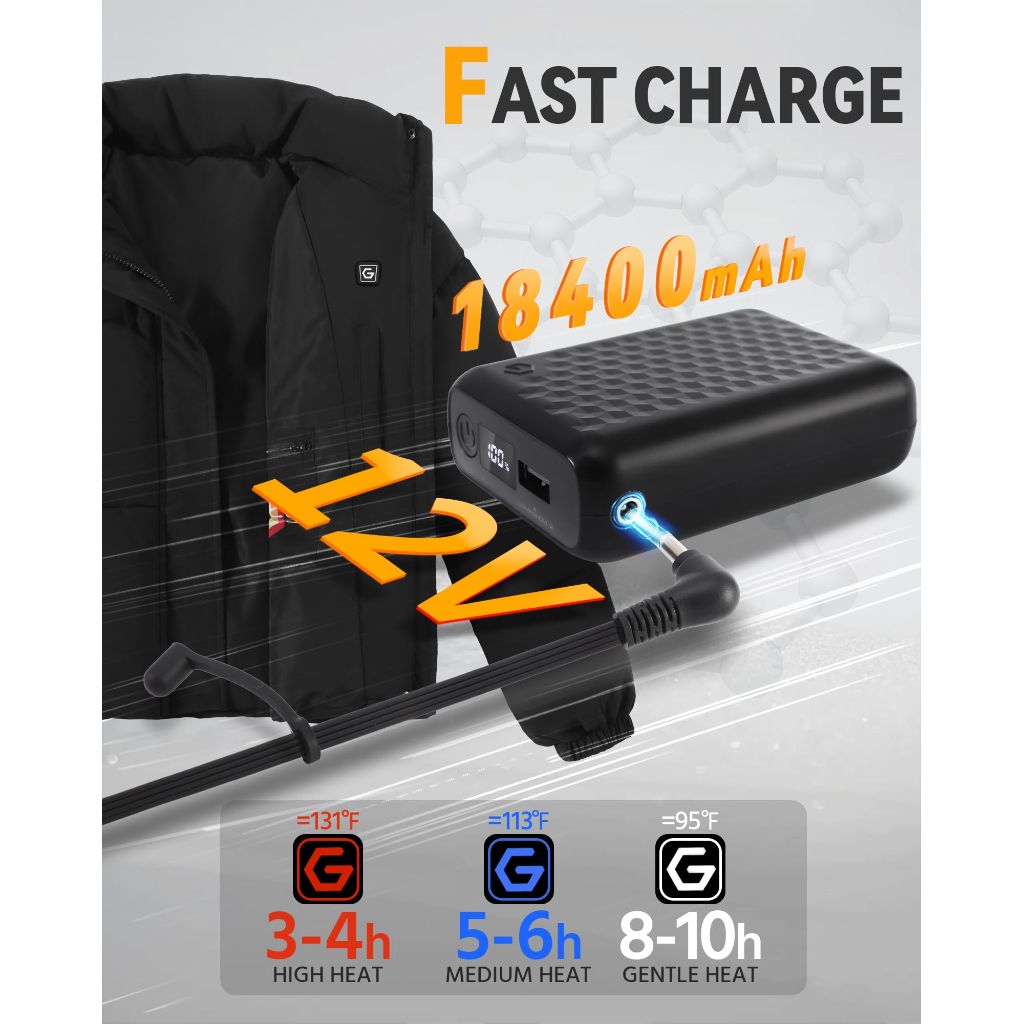 Women Short Heated Jacket Battery Pack Included, Black - size M