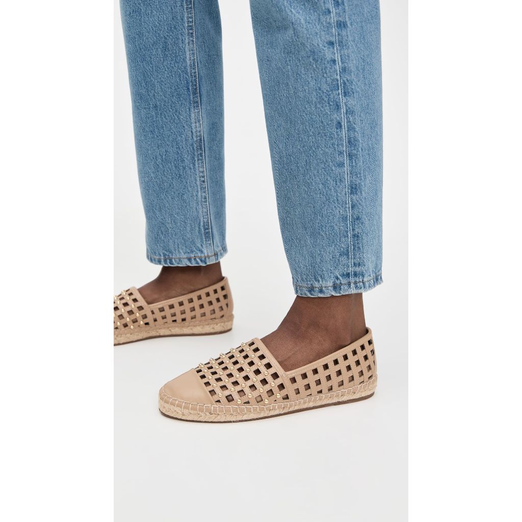 Cinq a Sept Women's rochel cage studded espadrille flat, brown sugar, 41
