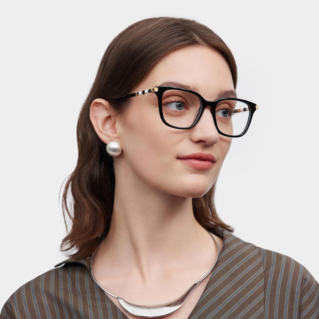 Zeelool Square Glasses Frames for Women, Fashion Eyeglasses Eyewear Frame with Clear Lens & Metal Hinges Delilah ZJGX773186-01