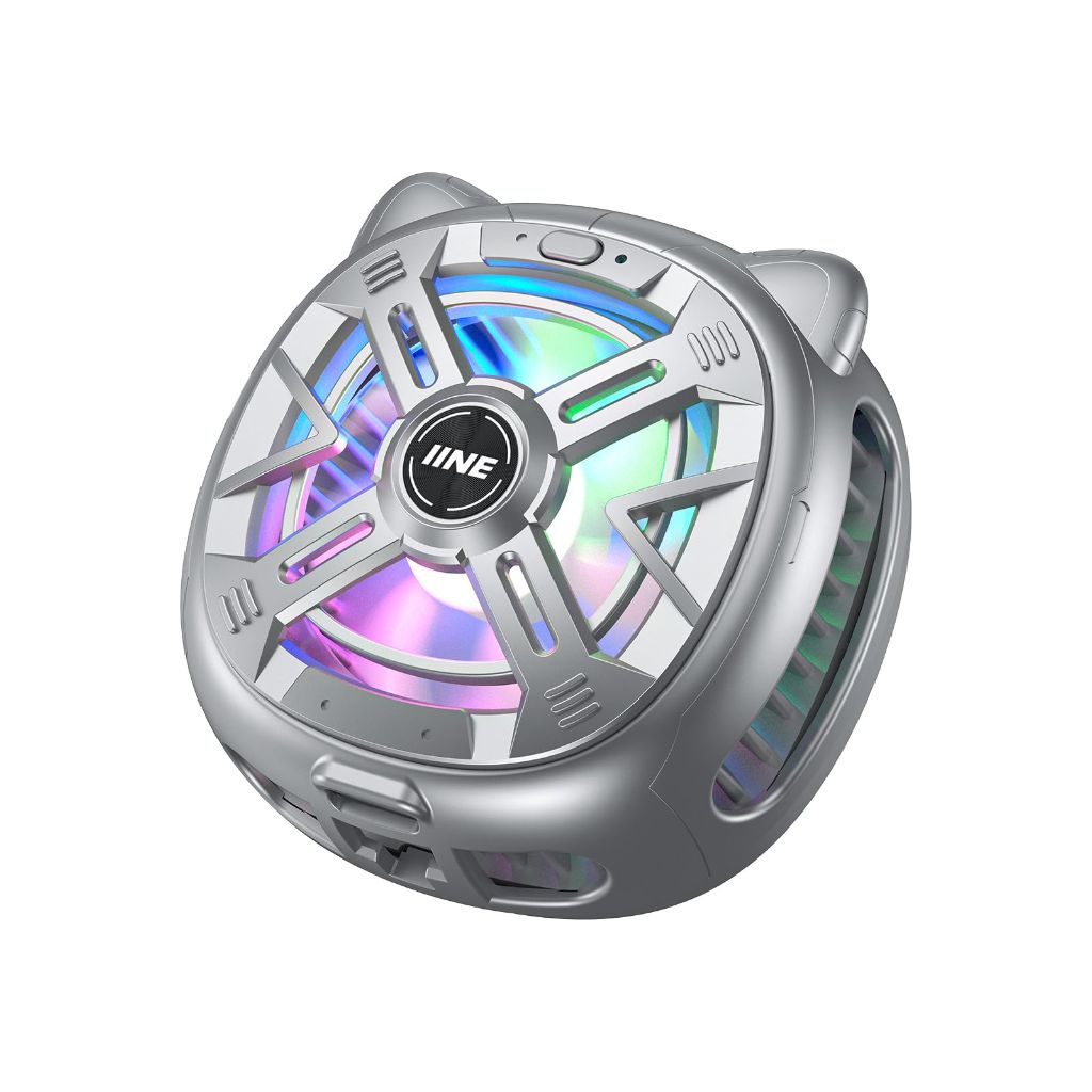 IINE Chill Meow Magnetic Cooling Fan, Adjustable 3-Speed Cooling Fan with RGB Light, Sliver