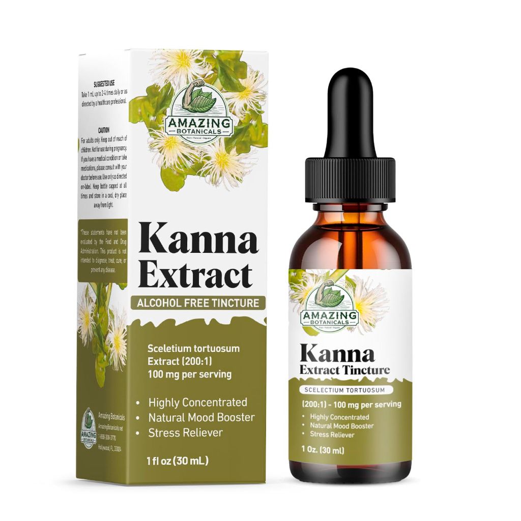 Amazing Botanicals Sceletium Tortuosum Kanna Extract Tincture 200x Menstrum – Liquid Supplement – 30ml (1oz)