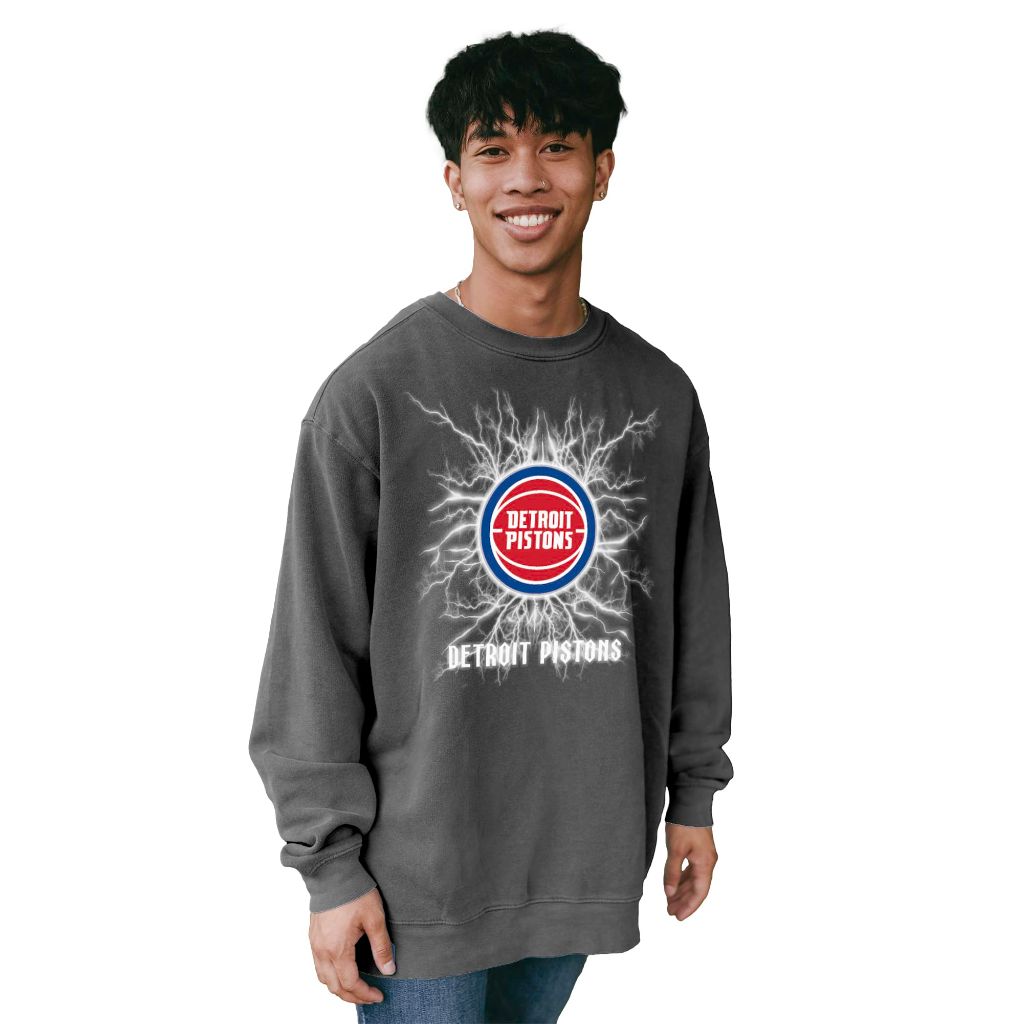SZ M, Blue 84, Detroit Pistons Crewneck Sweatshirt Ringspun Electric | Black