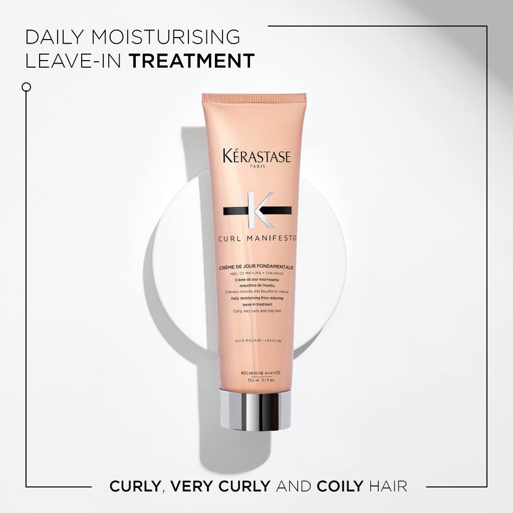 Kerastase Curl Manifesto Crème de Jour Fondamentale Hair Cream - Leave In Treatment & Heat Protectant,  5.07 Fl Oz
