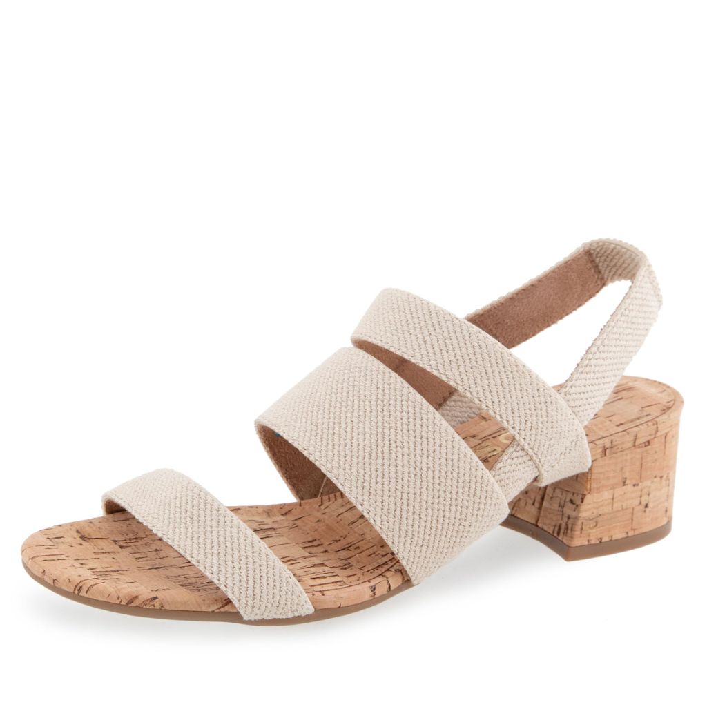Aerosoles Women's Chara Elastic Strap Heeled Sandal, Natural Linen Elastic/Cork, 9.5W