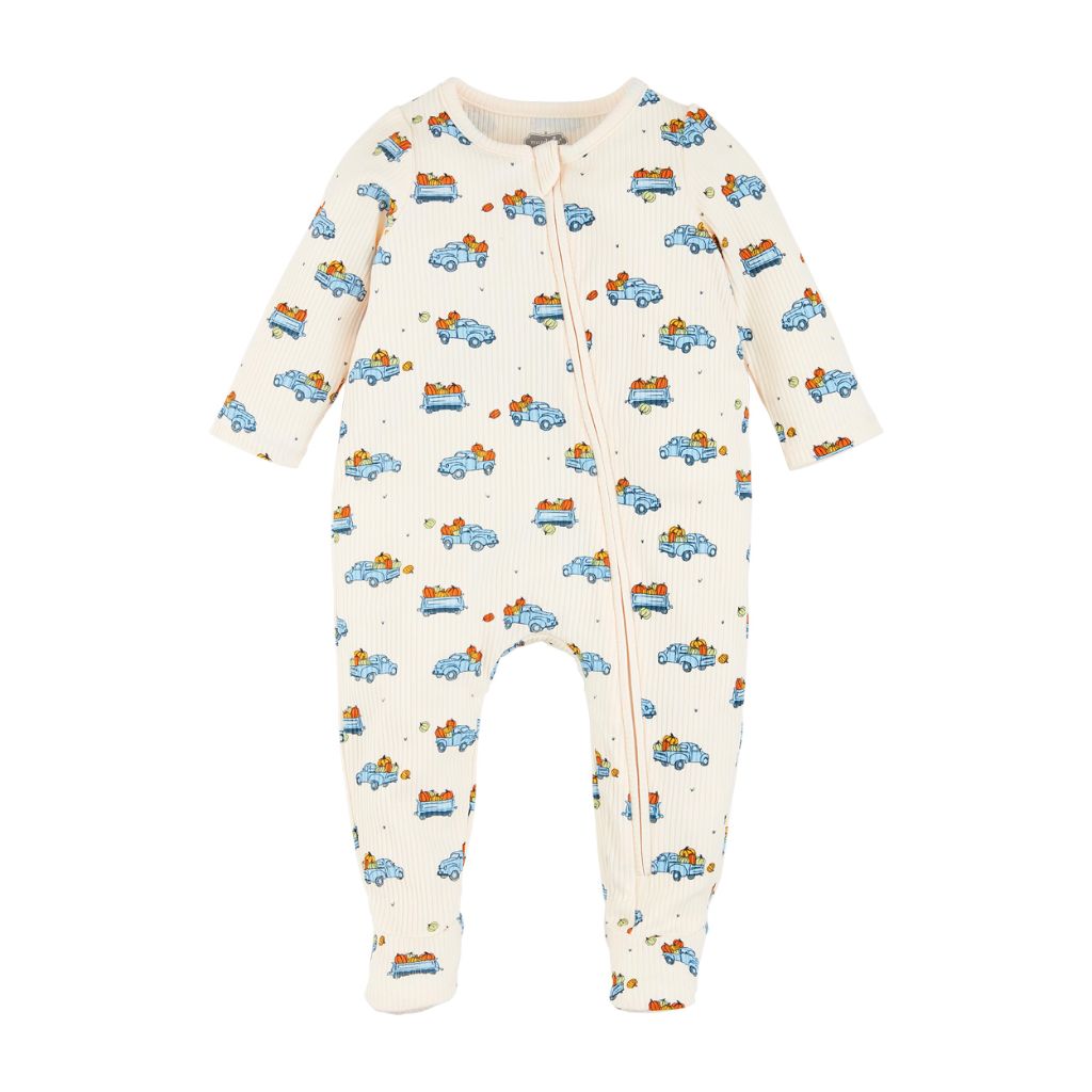 Mud Pie Baby Boy Sleeper, Pumpkin Truck ; 6-9 Months