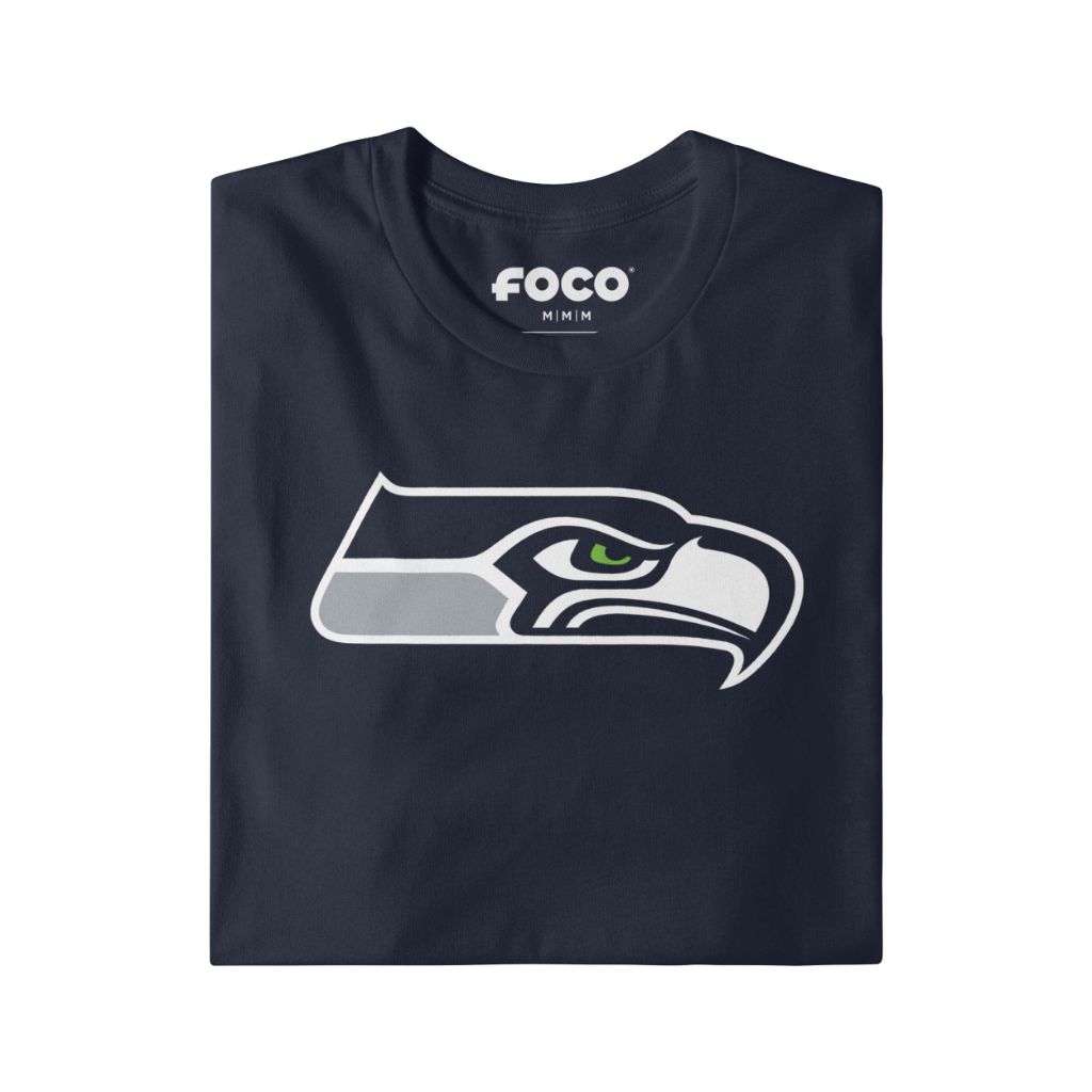 FOCO Seattle Seahawks NFL Mens Primary Logo Long Sleeve T-Shirt - Navy - S