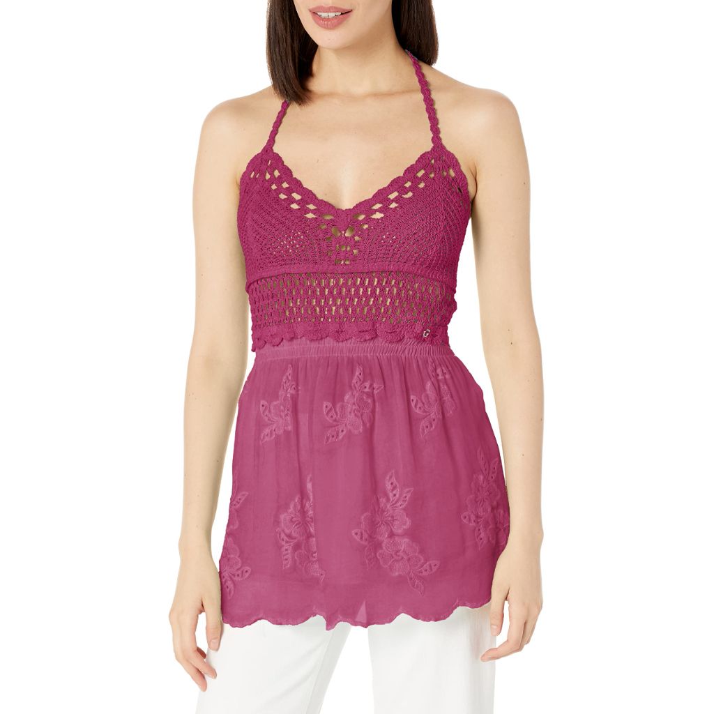 Guess Women's Sleeveless Hailey Top, Purple Dragon fruit, SZ L
