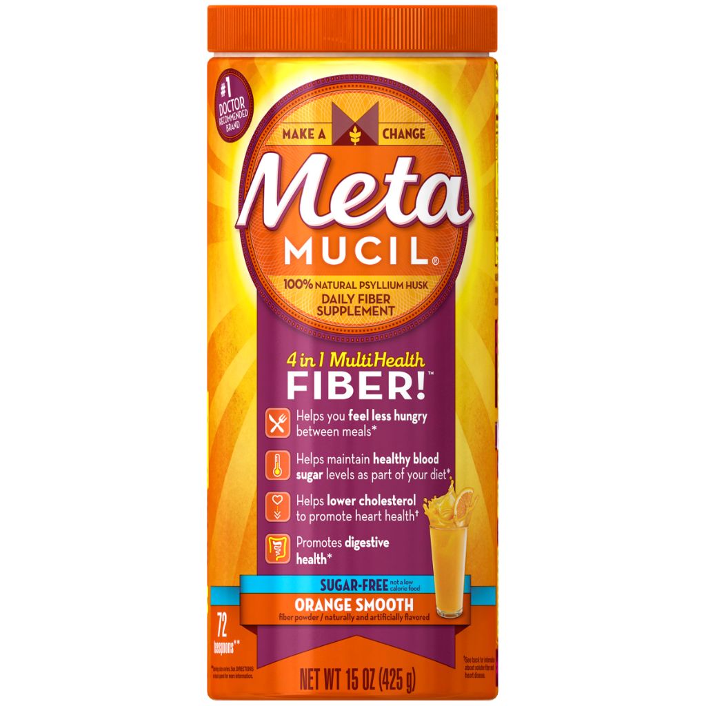 Metamucil Psyllium GLP-1 Friendly Fiber Supplement Sugar Free Powder - Orange - 2.4g Fiber Per Serving - 15oz