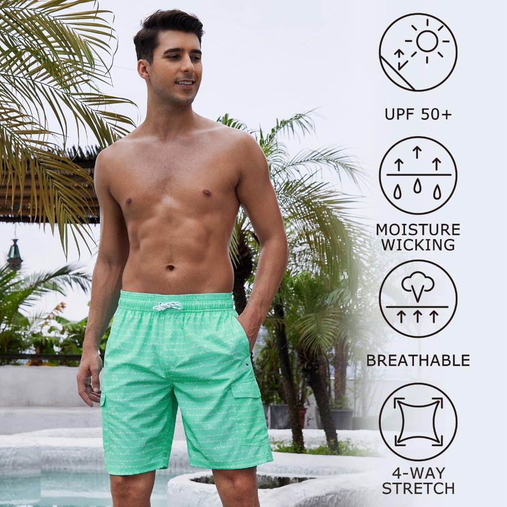 Wildbreath Men's 9" Swim Trunks with Mesh Lining Lightweight Bathing Suits, Size XXL