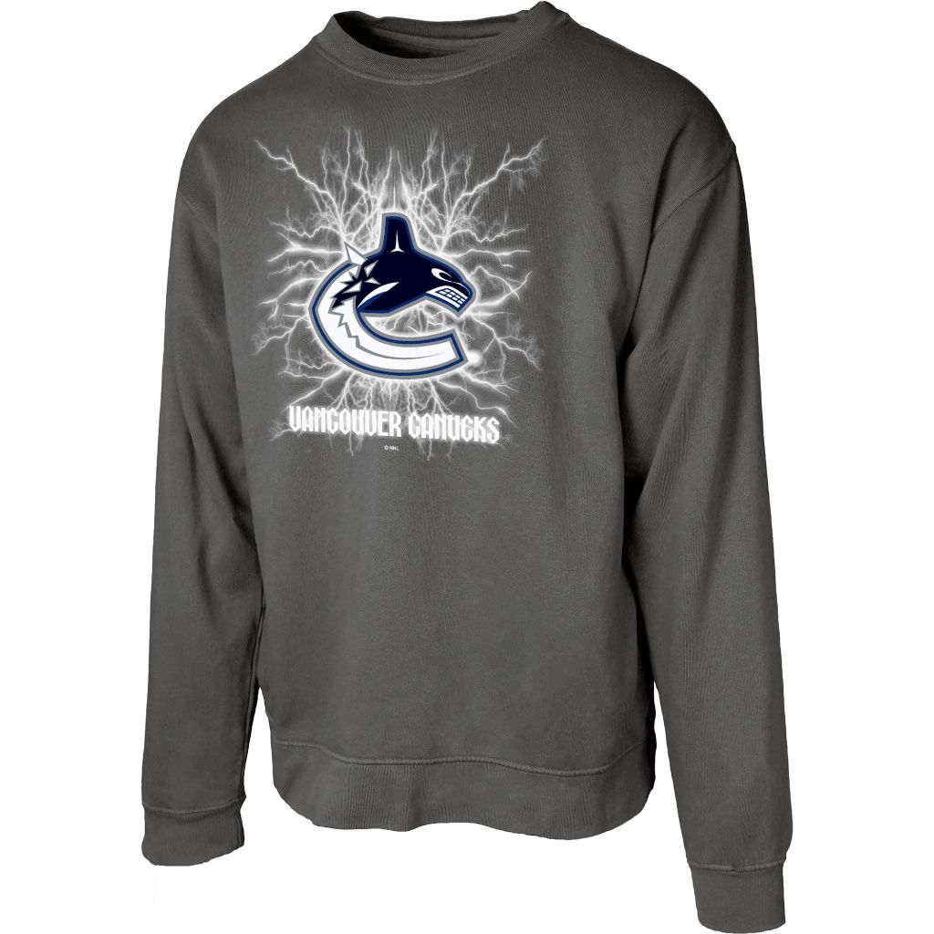 Vancouver Canucks NHL Officially Licensed Crewneck Sweatshirt Ringspun Electric Black, Small