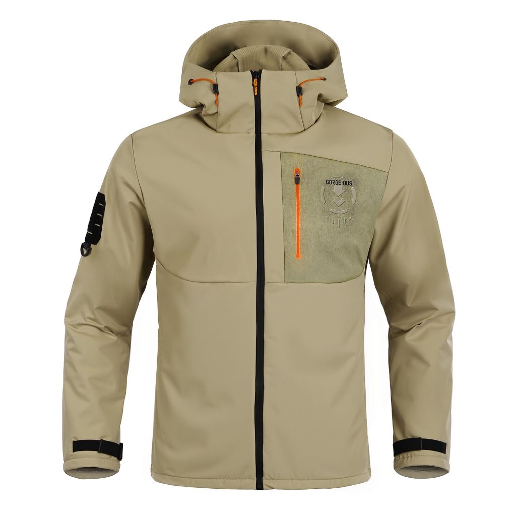 GEMYSE Men's Lightweight Rain Jacket (Khaki, Large)
