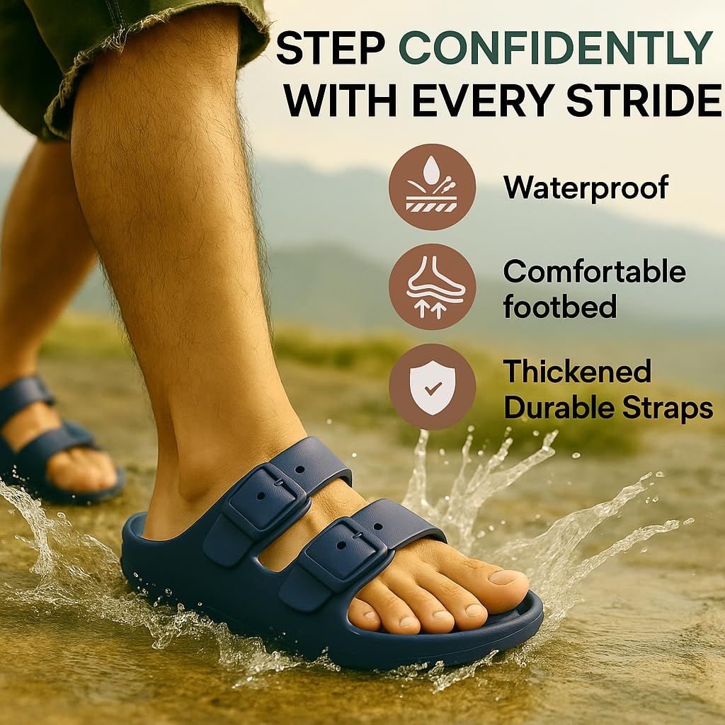 Trailvia Comfortable Footbed Sandals, Navy - size 9